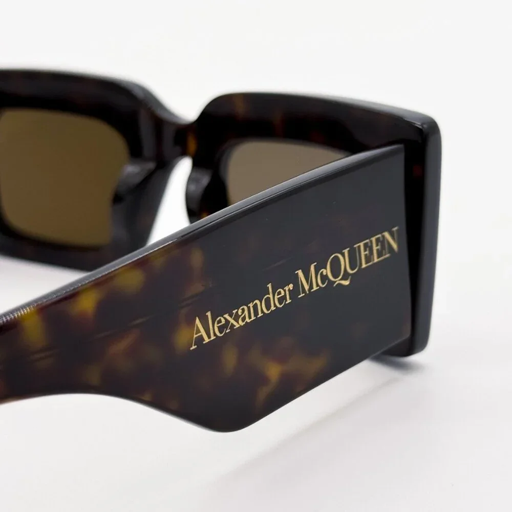 NEW ALEXANDER MCQUEEN SUNGLASSES HAVANA SQUARE WOMEN AM0433S 002